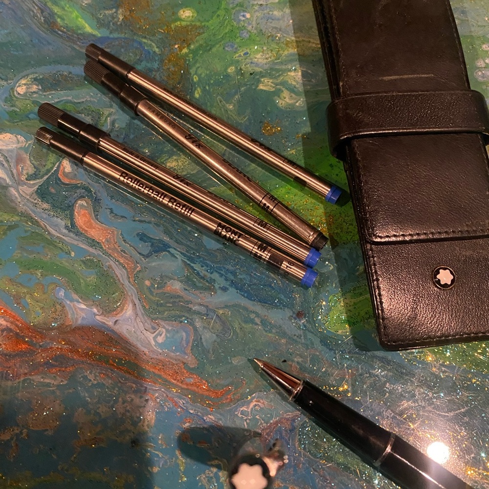 Montblanc Black and Silver Pen Collection 3 blue tubes 1 black tube - Picture 8 of 9